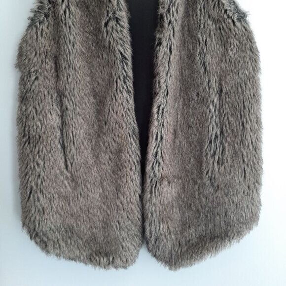 COLLECTION EIGHTEEN Soft Faux Fur Vest Open Front Taupe Sz S/M - Picture 3 of 10